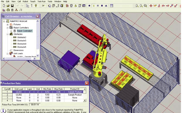 All the information developed in PalletPRO can be downloaded to the actual robot controller and run with PalletTool.