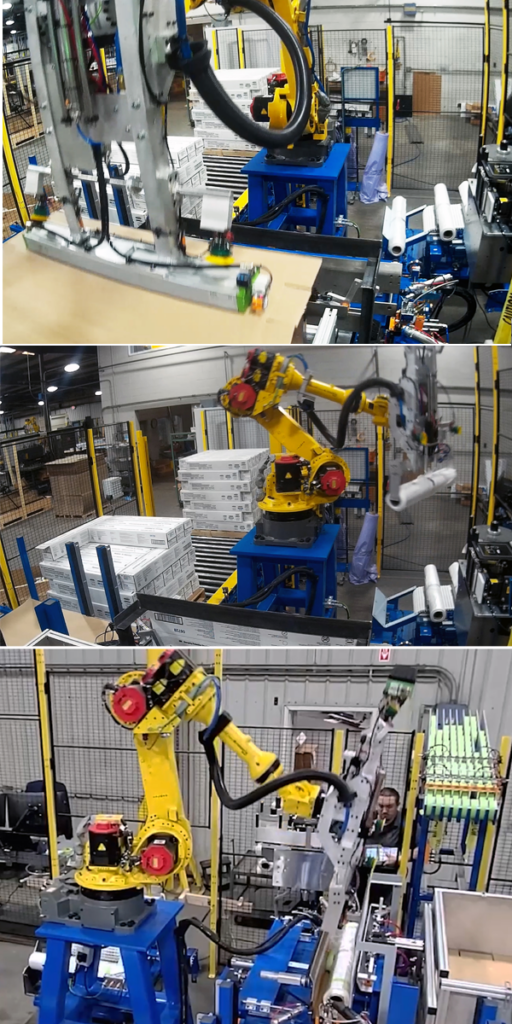 Robot handling rolls of plastic film