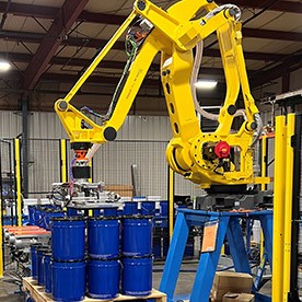 Robotic arm in a building and construction materials warehouse.